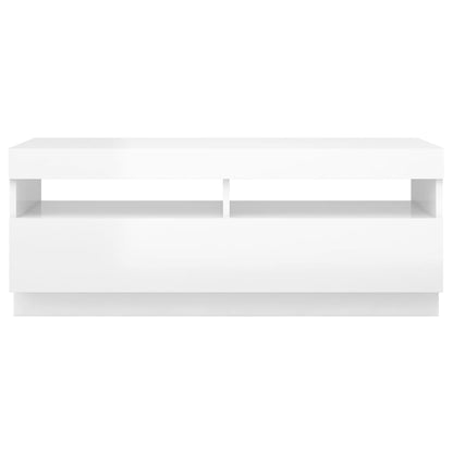TV-Møbel Høyglans Hvit TV-benk med LED-lys 100x35x40 cm