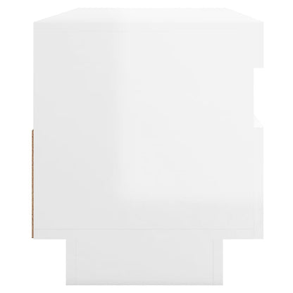 TV-Møbel Høyglans Hvit TV-benk med LED-lys 100x35x40 cm