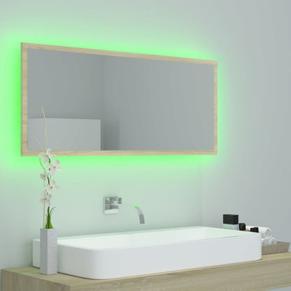 Baderomsspeil LED Sonoma Eik 100x8,5x37 cm akryl