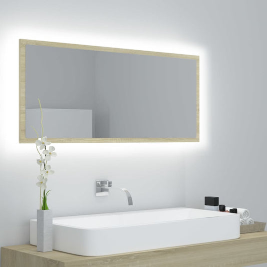 Baderomsspeil LED Sonoma Eik 100x8,5x37 cm akryl