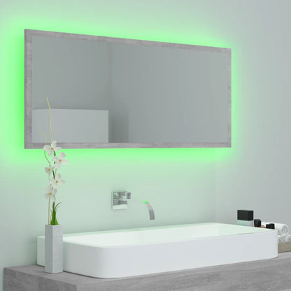 Baderomsspeil LED Betonggrå 100x8,5x37 cm akryl