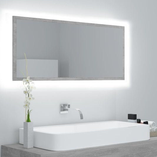 Baderomsspeil LED Betonggrå 100x8,5x37 cm akryl