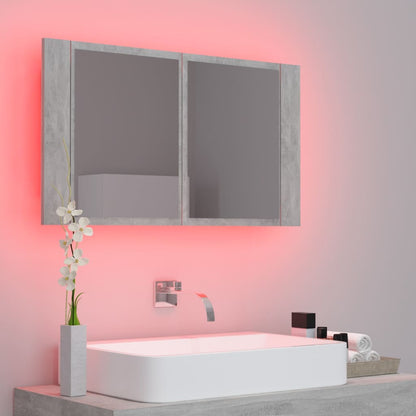 Baderomsspeil LED Speilskap Betonggrå 80x12x45 cm akryl