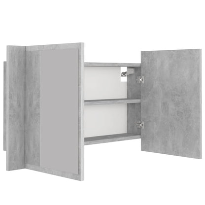Baderomsspeil LED Speilskap Betonggrå 80x12x45 cm akryl