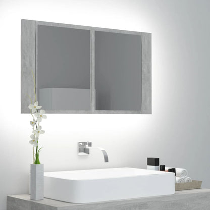 Baderomsspeil LED Speilskap Betonggrå 80x12x45 cm akryl