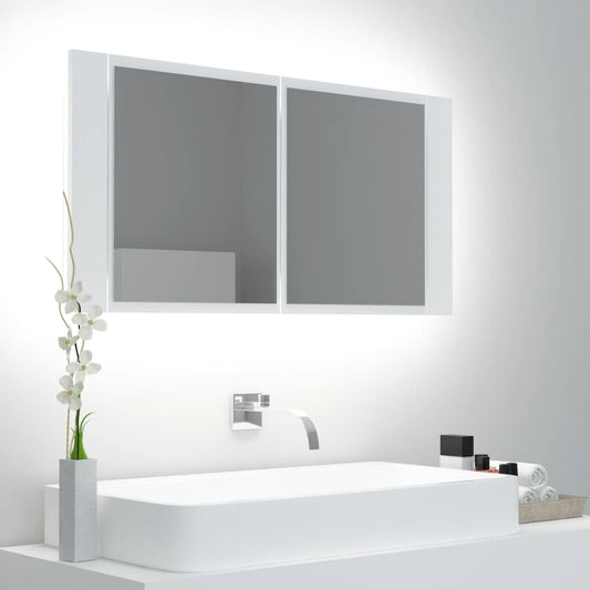 Baderomsspeil LED Skap Hvit 90x12x45 cm akryl