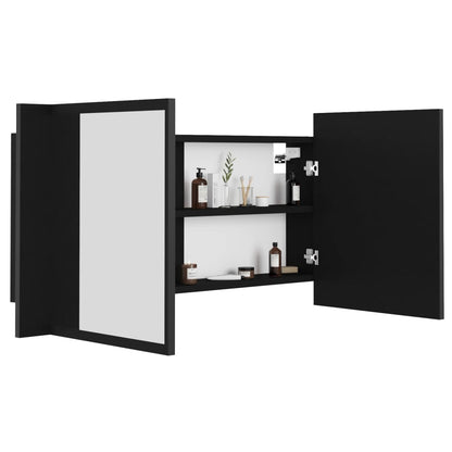 Baderomsspeil LED Speilskap til baderom Svart 90x12x45 cma kryl