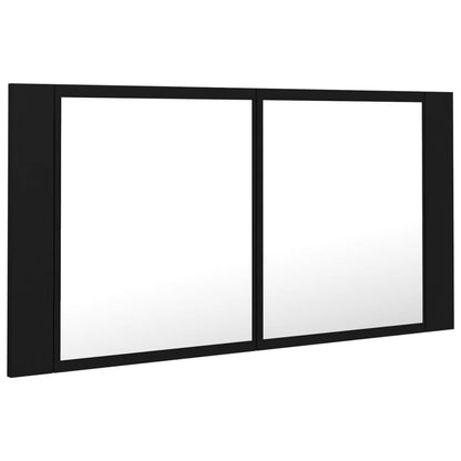 Baderomsspeil LED Speilskap til baderom Svart 90x12x45 cma kryl