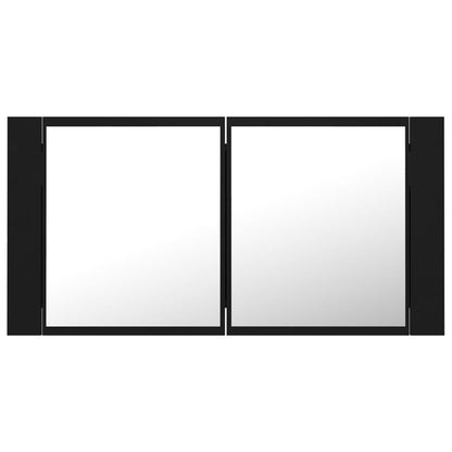 Baderomsspeil LED Speilskap til baderom Svart 90x12x45 cma kryl