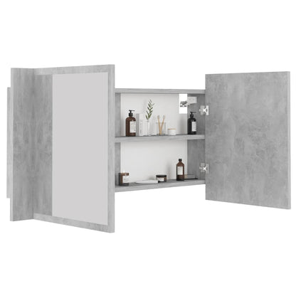 Baderomsspeil LED Skap Betonggrå 90x12x45 cm akryl