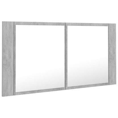 Baderomsspeil LED Skap Betonggrå 90x12x45 cm akryl
