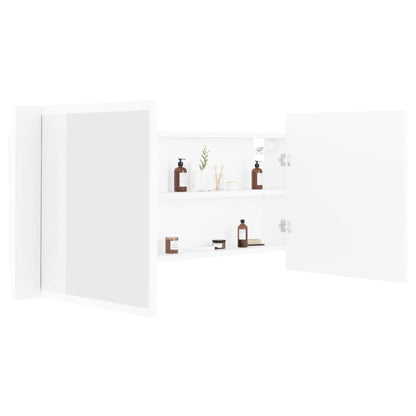 Baderomsspeil LED Skap Hvit 100x12x45 cm akryl