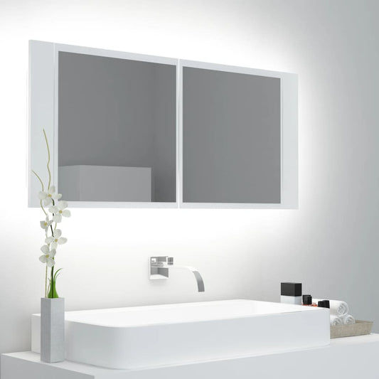 Baderomsspeil LED Skap Hvit 100x12x45 cm akryl