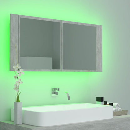 Baderomsspeil LED Skap Betonggrå 100x12x45 cm akryl
