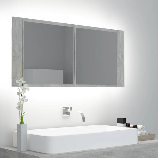 Baderomsspeil LED Skap Betonggrå 100x12x45 cm akryl