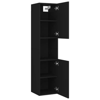 Baderomsskap svart 30x30x130 cm konstruert tre