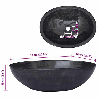 Baderomsvask 53x40x15 cm marmor Svart