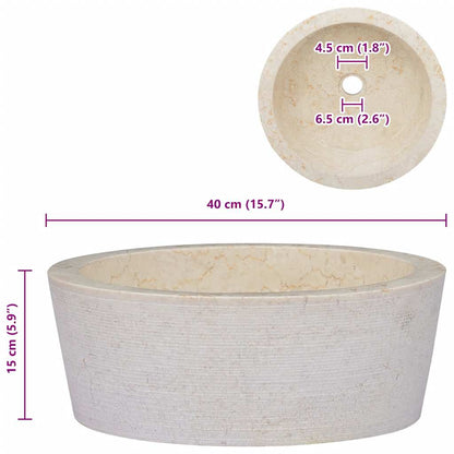 Baderomsvask Ø40x15 cm marmor kremhvit