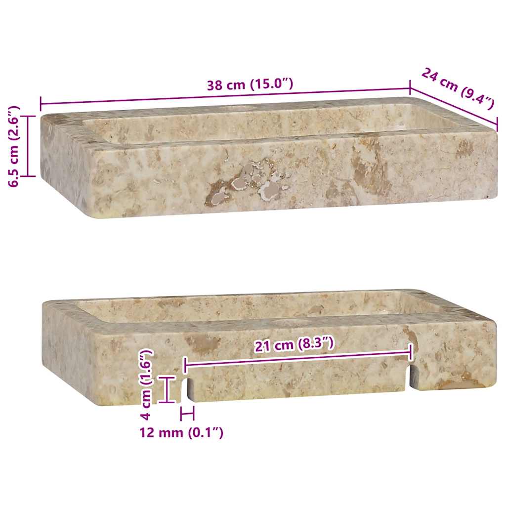 Baderomsvask Veggmontert kremhvit 38x24x6,5 cm marmor