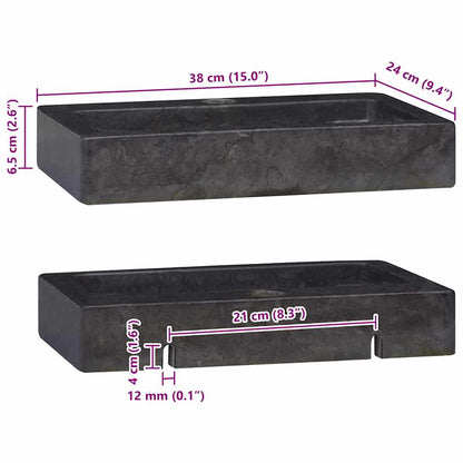 Baderomsvask 38x24x6,5 cm marmor Svart