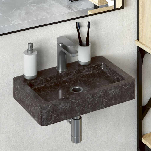 Baderomsvask 38x24x6,5 cm marmor Svart