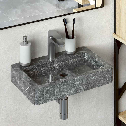Baderomsvask Veggmontert Grå 38x24x6,5 cm marmor