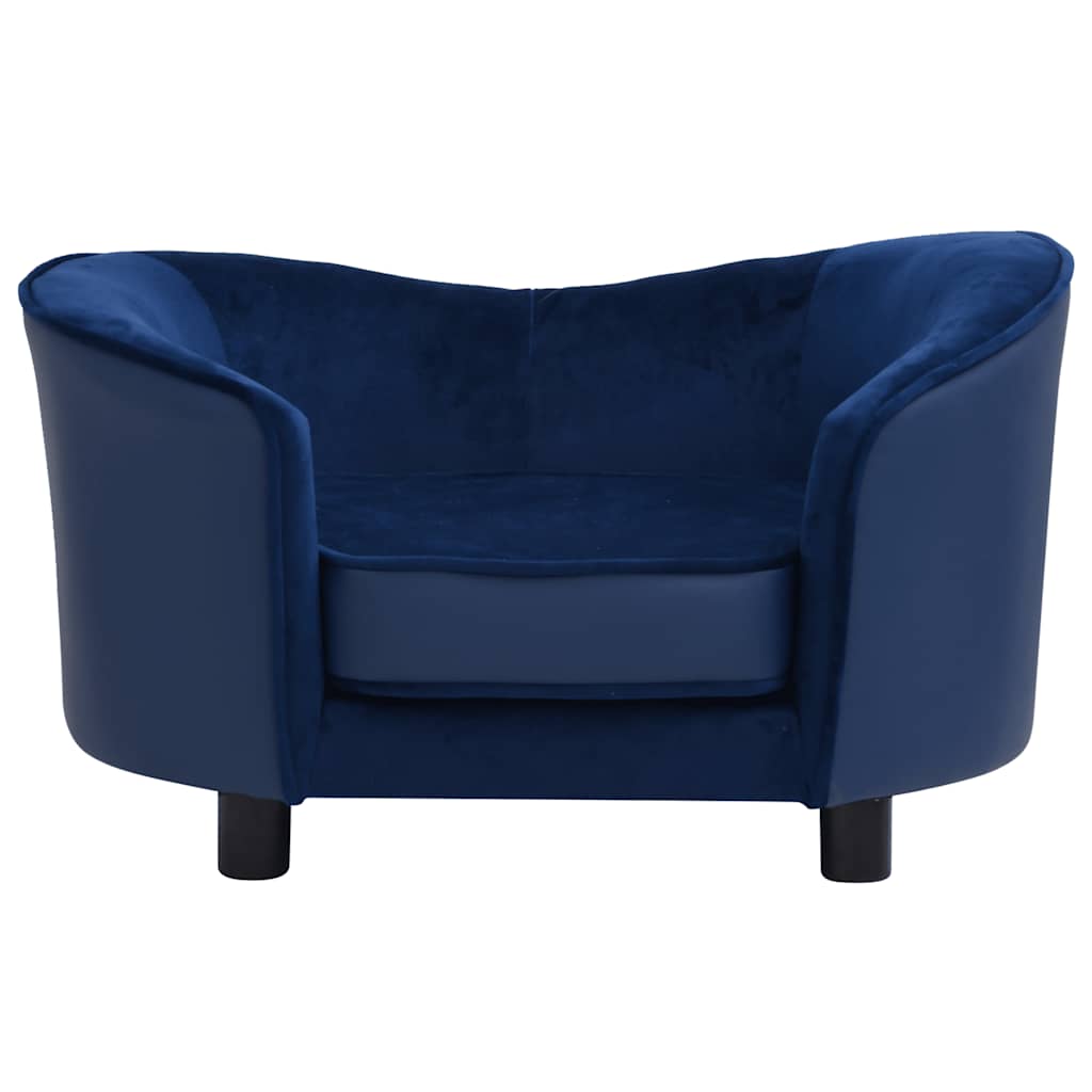 Hundeseng Hundesofa blå 69x49x40 cm plysj og kunstig lær