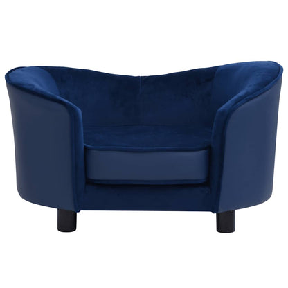 Hundeseng Hundesofa blå 69x49x40 cm plysj og kunstig lær