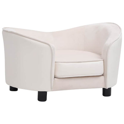 Hundeseng Hundesofa kremhvit 69x49x40 cm plysj og kunstig lær