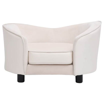 Hundeseng Hundesofa kremhvit 69x49x40 cm plysj og kunstig lær