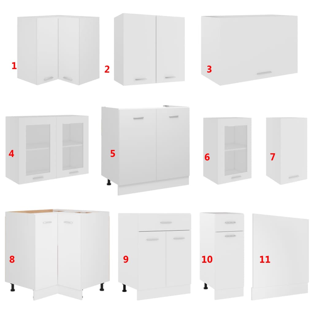 Kjøkkeninnredning Kjøkkenskapsett Hvit 11 deler