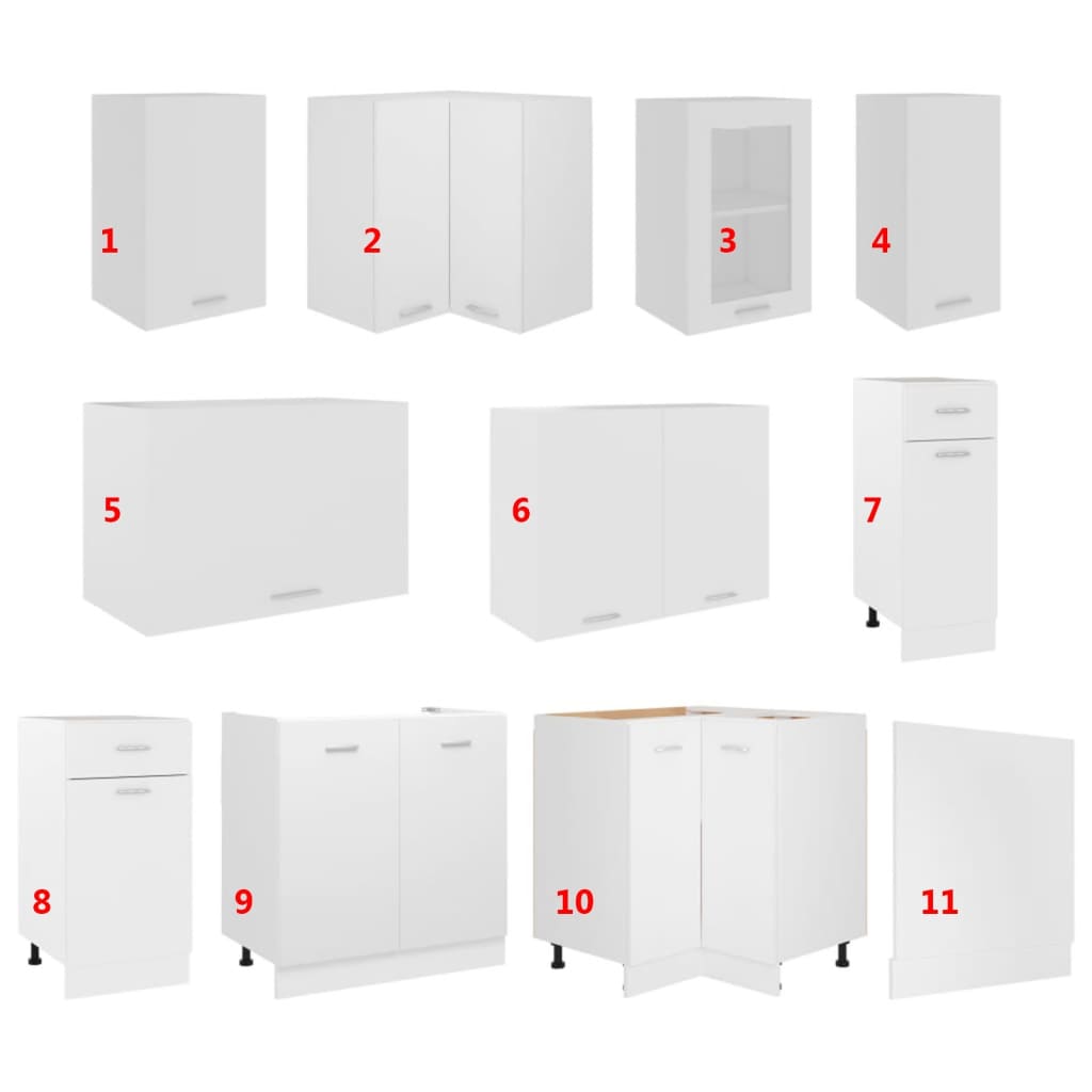 Kjøkkeninnredning Kjøkkenskapsett Hvit 11 deler