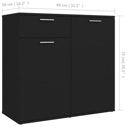 Skjenk Svart 80x36x75 cm