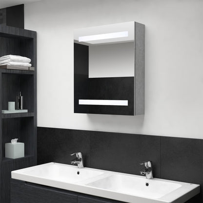 Baderomsspeil LED Speilskap til bad Betonggrå 50x14x60 cm