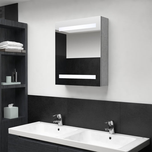 Baderomsspeil LED Speilskap til bad Betonggrå 50x14x60 cm