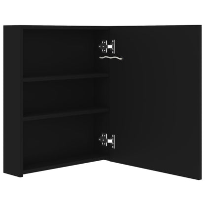 Baderomsspeil LED Speilskap til bad Svart 50x14x60 cm