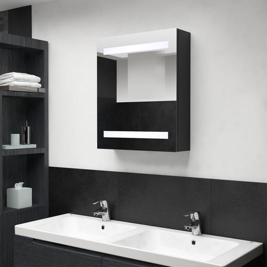 Baderomsspeil LED Speilskap til bad Svart 50x14x60 cm