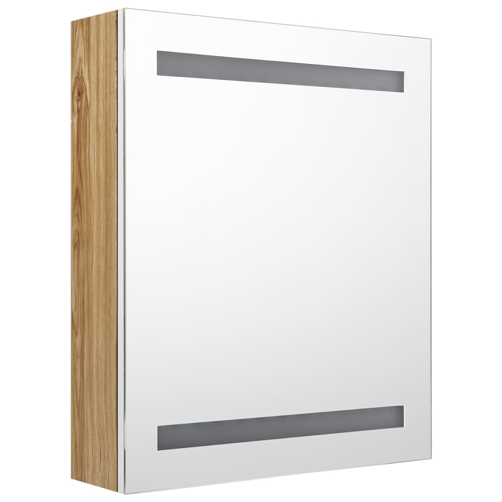 Baderomsspeil LED Speilskap til bad Hvit og Eik 50x14x60 cm