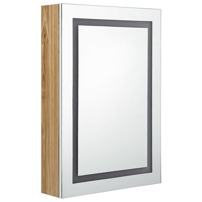 Baderomsspeil LED Speilskap til bad Hvit og Eik 50x13x70 cm