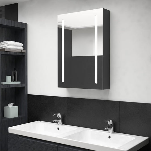 Baderomsspeil LED Speilskap til bad blank Svart 50x13x70 cm