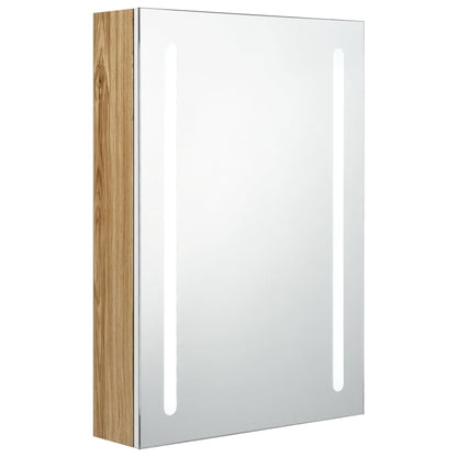 Baderomsspeil LED Speilskap til bad Hvit og Eik 50x13x70 cm