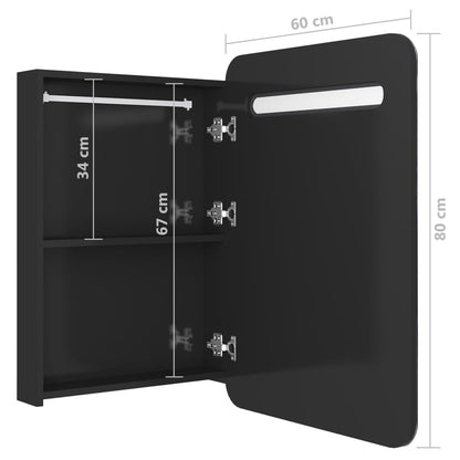Baderomsspeil LED Speilskap til bad blank Svart 60x11x80 cm