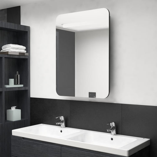 Baderomsspeil LED Speilskap til bad blank Svart 60x11x80 cm