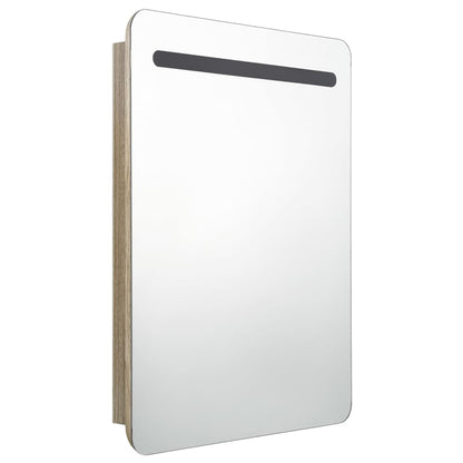 Baderomsspeil LED Speilskap til bad Eik 60x11x80 cm