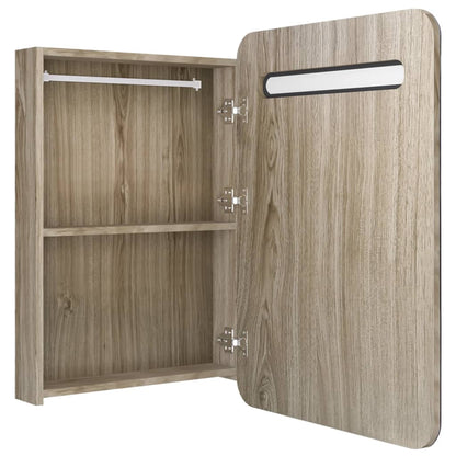 Baderomsspeil LED Speilskap til bad Eik 60x11x80 cm