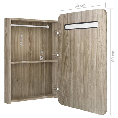 Baderomsspeil LED Speilskap til bad Eik 60x11x80 cm