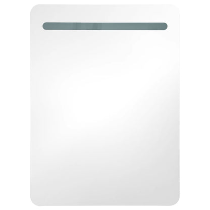 Baderomsspeil LED Speilskap til bad Hvit og Eik 60x11x80 cm