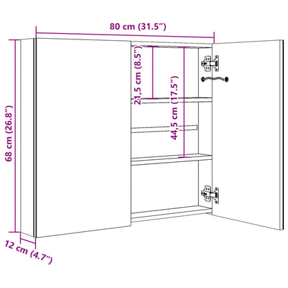 Baderomsspeil LED Speilskap til bad blank Hvit 80x12x68 cm