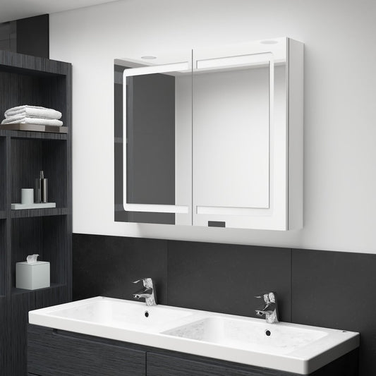 Baderomsspeil LED Speilskap til bad blank Hvit 80x12x68 cm