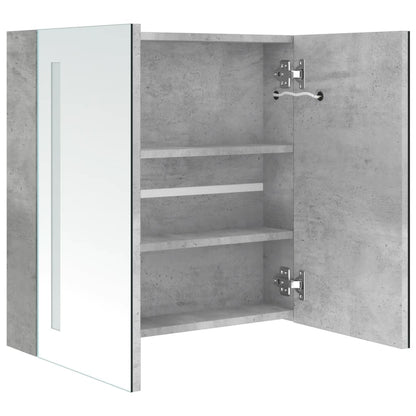 Baderomsspeil LED Speilskap til bad Betonggrå 62x14x60 cm